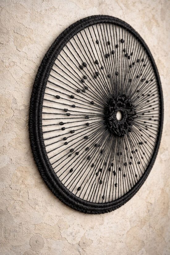 Macrame wall decor - mandala, D43 cm - D53 cm, black jute, #2