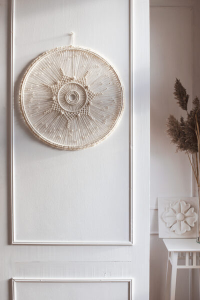 Mezglots sienas dekors - mandala, 53cm diametrs, dabīgs/bēšs, #8