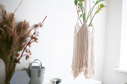 Macrame Plant Hanger with Long Fringes, M, L-Size, #20