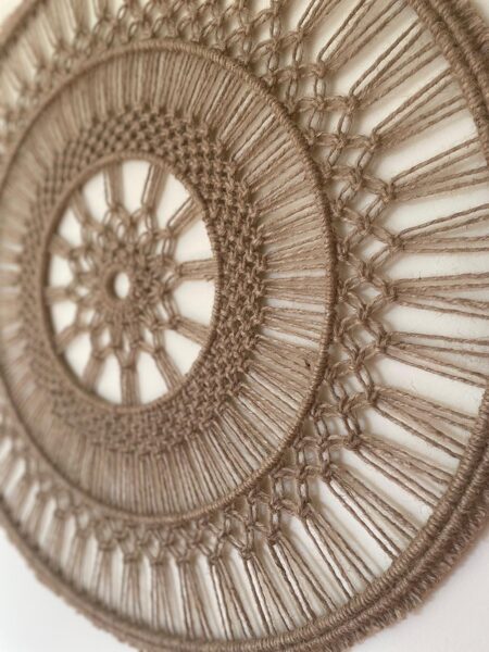 Mezglots sienas dekors - mandala, 63 cm diametrs, brūna džuta, #4