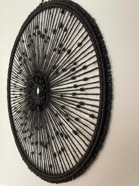 Mezglots sienas dekors - mandala, 43 cm - 53 cm, melna džuta, #2